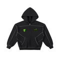 AlienInu51 Contrast-Stitched Boxy Fleece Zip Hoodie