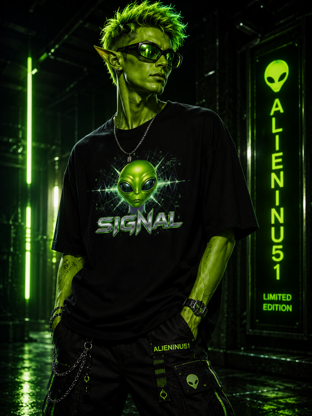 Men’s premium SIGNAL Tee AlienInu51 Collection