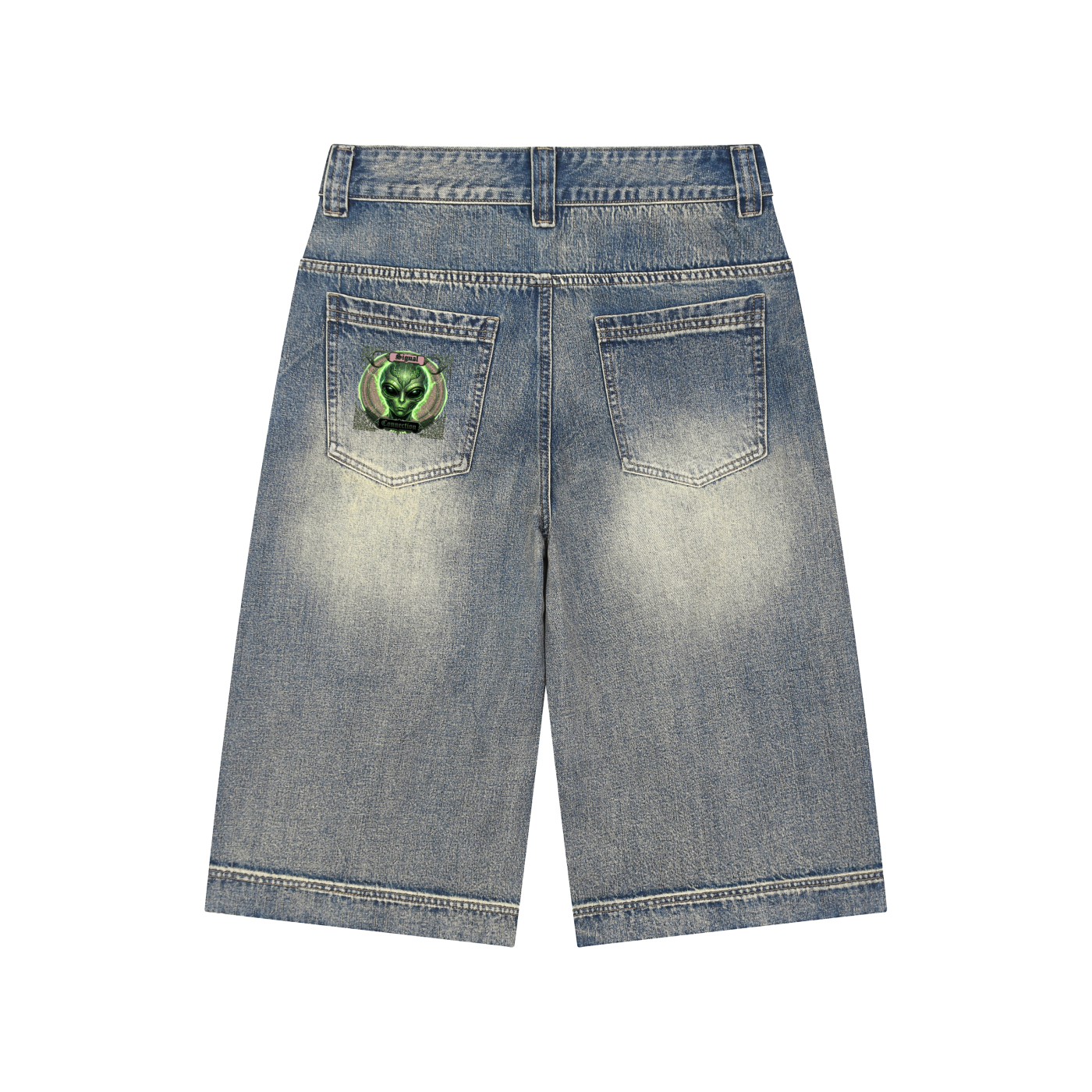 Vintage Wash Baggy Denim Shorts