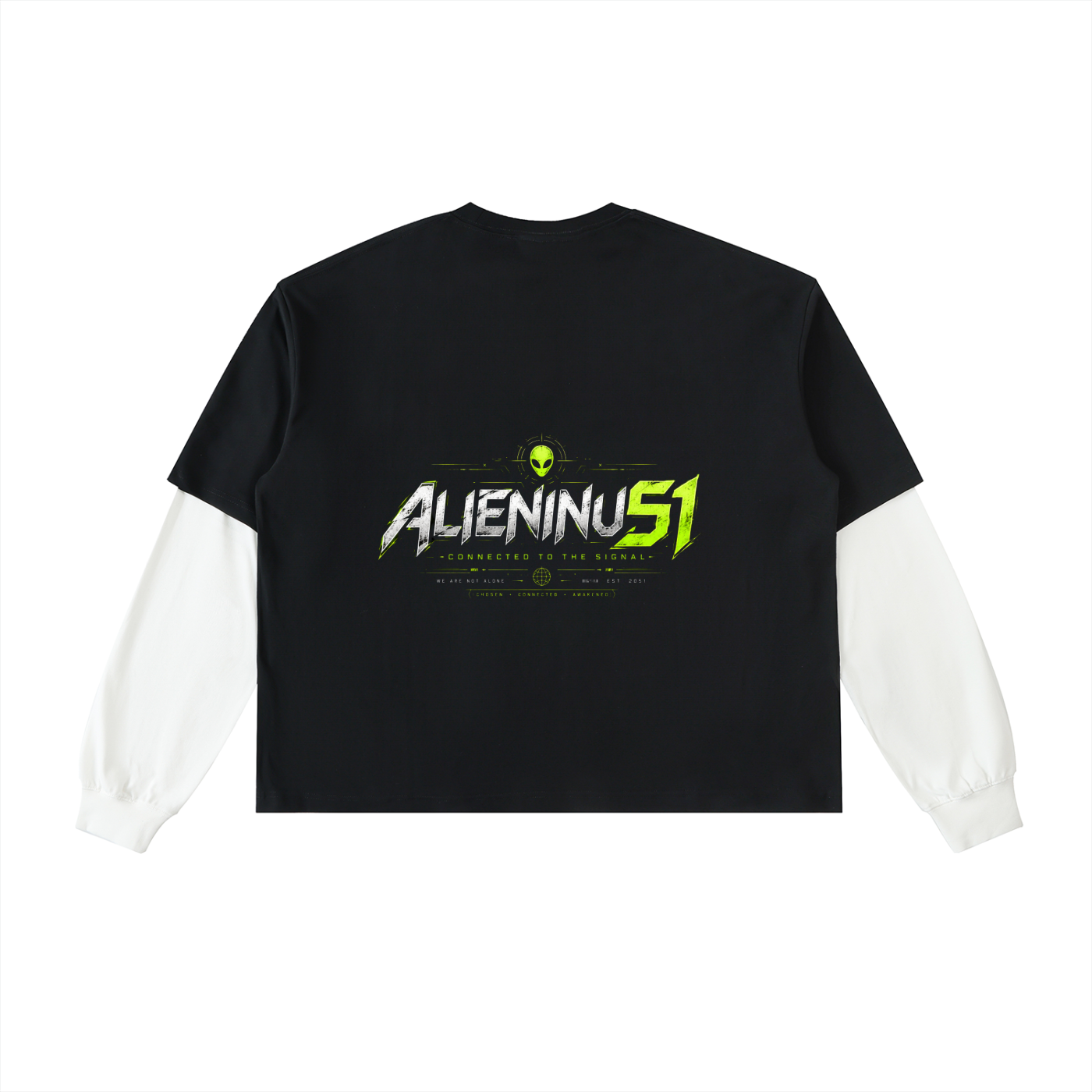 Layered Contrast Sleeve Cotton T-Shirt